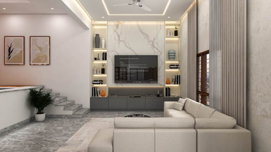 Living room interior layout designed by Vassco Interiors